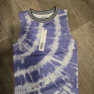 MIA Purple and White Tie-Dye Tank Top